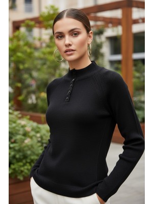 Mandala Tekstil Kadın Düğmeli Triko Body