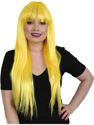 Hsc Bilişim Uzun Kahküllü Fiber Sentetik Peruk / Sarı