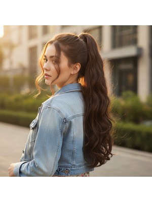 Hsc Bilişim Bağlamalı Dalgalı At Kuyruğu / Kahve Karamel