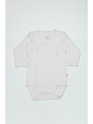 Bistyle Organik Natural Basic Style Kruvaze Uzun Kol Body BS17102 Beyaz