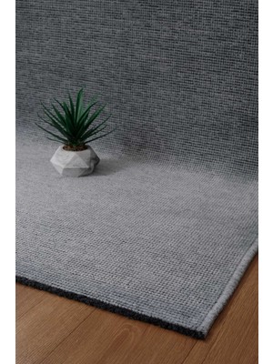 Valery Home Premium Kalite Kaymaz Tabanlı Vera Doğal Yıkanabilir Kilim Oturma Odası Balkon Bahçe Mutfak Siyah