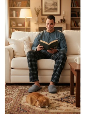 Buratti Ekoseli Yumuşak Dokulu Regular Fit Uzun Kollu Pijama Takımı Erkek Pijama Takımı 609611030