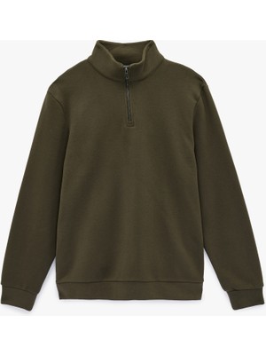 Koton Regular Fit Uzun Kollu Basic Yarım Fermuarlı Sweatshirt