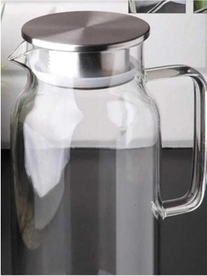 Tuncel Store 1500 ml Borosilikat Cam Su Sürahisi - Metal Kapaklı ve Isıya Dayanıklı