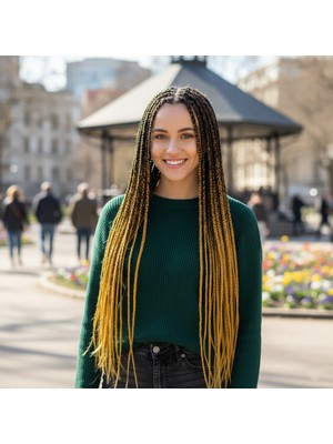 Hsc Bilişim Afrika Örgüsü ve Rasta Için Sentetik Ombreli Saç / Siyah / Gold Sarı