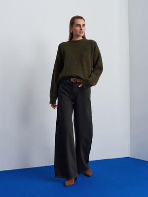 Dilvin 72113 %100 Pamuk Wide Leg Jean-Kahve
