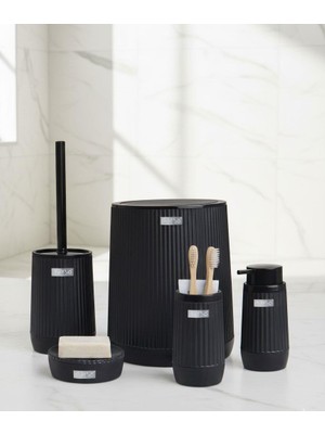Okyanus Home Poşet Gizleyen Siyah 5 Parça Banyo Seti