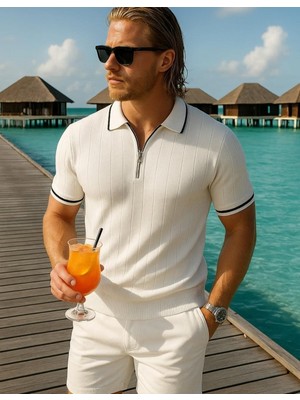 We&Me Erkek Yazlık Fermuarlı Polo Yaka Ince Triko T-Shirt