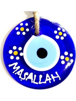 Tuncel Store Maşallah Yazılı Papatya Desenli Nazar Boncuklu El Boyaması Duvar Süsü