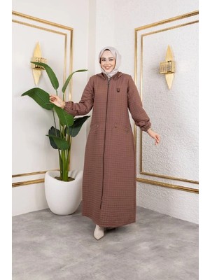 Nevayla Moda Kapüşonlu Kapitone Mont / KAHVE-M104