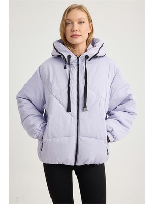 Home Store Kapşonu Yazılı Puffer Mont