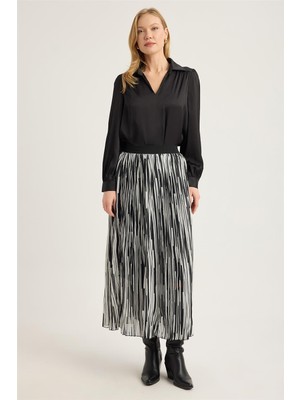 Home Store Şifon Çubuk Çizgili Etek