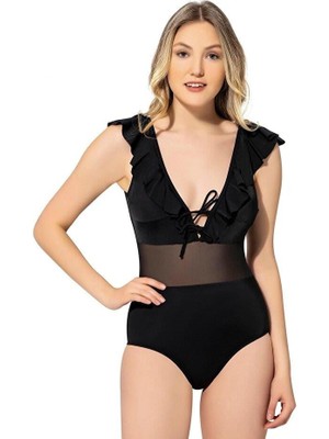 Markahit Argisa Püsküllü Bağcıklı Tüllü Yeni Mayo