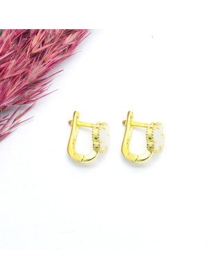 Canka Yonca Sedef Taşlı Gümüş Küpe