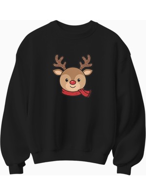 Yılbaşı Geyik Temalı Sweatshirt (Kadın)