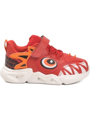 Cool Kırmızı Cırtlı Işıklı Erkek Çocuk Spor Ayakkabı Stego P