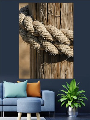 Tablomega Kalın Halat Düğüm Detayı Dekoratif Kanvas - Mdf Ahşap Tablo