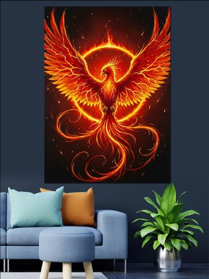 Tablomega Alevden Yükselen Anka Kuşu Dekoratif Kanvas - Mdf Ahşap Tablo