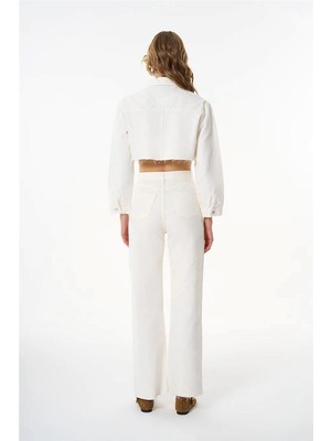 Jean Örgü Detaylı Paçaları Kesik Quzu