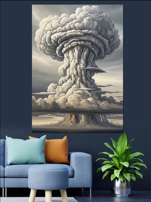 Tablomega Büyük Patlama Mantar Bulutu Dekoratif Kanvas - Mdf Ahşap Tablo