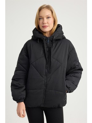 Home Store Kapşonu Yazılı Puffer Mont