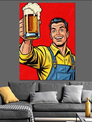 Tablomega Bira Seven Adam Popart Dekoratif Kanvas - Mdf Ahşap Tablo