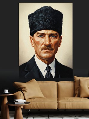 Artmeg Mustafa Kemal Atatürk Portresi Dekoratif Kanvas - Mdf Ahşap Tablo