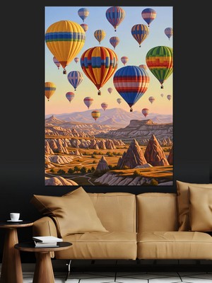 Artmeg Kapadokya Uçan Sıcak Balonlar Dekoratif Kanvas - Mdf Ahşap Tablo
