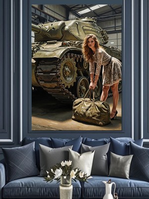 Tablomega Askeri Tank Çatışma Alanı Dekoratif Kanvas - Mdf Ahşap Tablo