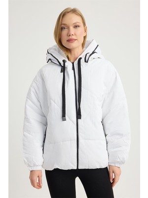 Home Store Kapşonu Yazılı Puffer Mont