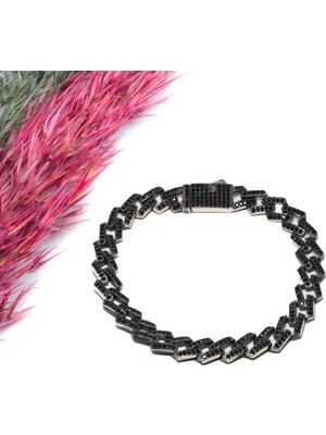 Canka Siyah Taşı Gurmet Gümüş Bileklik