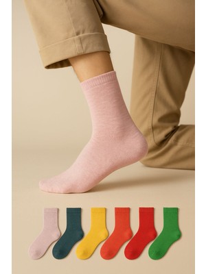 Özeren Ünisex 6'lı Cotton Patik Karışık Renk Çorap