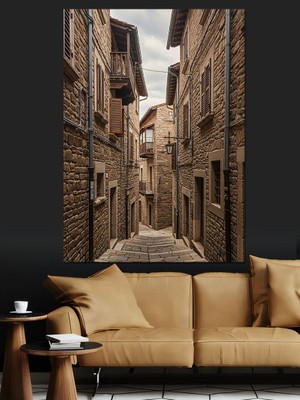 Karizma Tablo Taş Evler Dar Sokak Dekoratif Kanvas - Mdf Ahşap Tablo