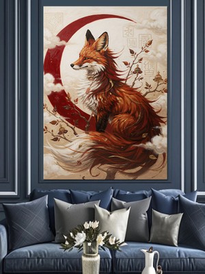 Karizma Tablo Kızıl Tilki Sanatsal Çizim Dekoratif Kanvas - Mdf Ahşap Tablo