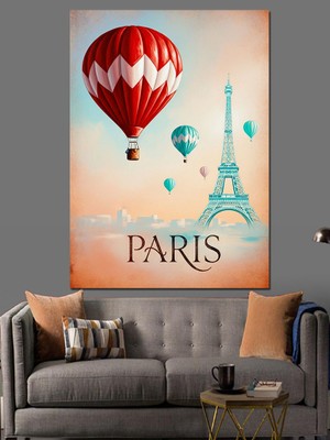 Tablomega Paris Uçan Balon Manzara Dekoratif Kanvas - Mdf Ahşap Tablo
