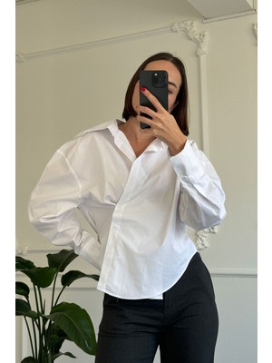 Magarde Kruvaze Bağlamalı Tasarım Gömlek- Krem