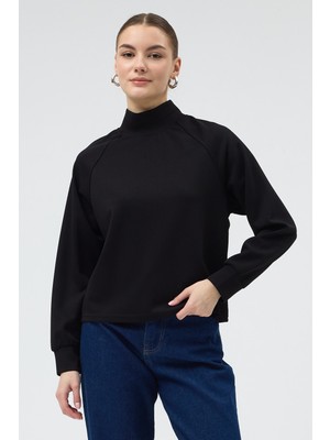 Rays Siyah Dik Yaka Reglan Kol Kadın Sweat 8252A