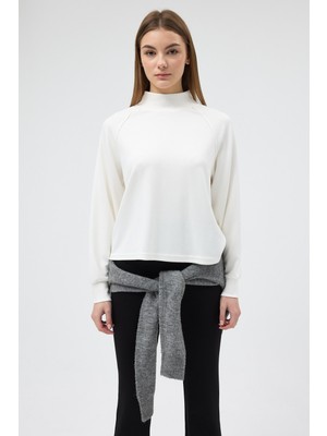 Rays Ekru Dik Yaka Reglan Kol Kadın Sweat 8252A