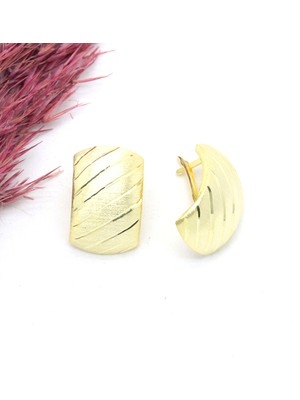 Canka Altın Kaplama Lazerli Gümüş Küpe