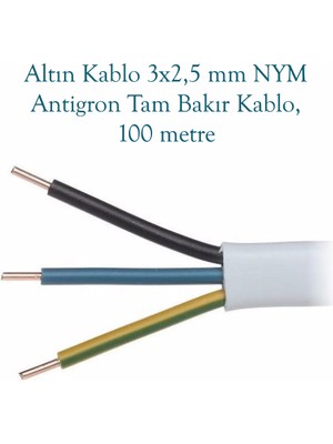 Altın Kablo 3x2,5 mm Nym Antigron Tam Bakır Kablo, 100 Metre