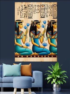 Tablomega Mısır Antik Kadın Figürleri Dekoratif Kanvas - Mdf Ahşap Tablo