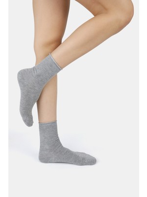 ERENART Bambu Kadın Lastiksiz Gri Soket Dikişsiz Premium Çorap Sıkmayan Çorap Iz Bırakmaz