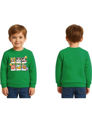 Sedirli Unisex Disney Baskılı Çocuk Swaetshirt 3 Iplik Şardonlu