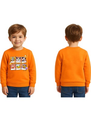 Sedirli Unisex Disney Baskılı Çocuk Swaetshirt 3 Iplik Şardonlu