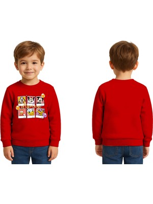 Sedirli Unisex Disney Baskılı Çocuk Swaetshirt 3 Iplik Şardonlu