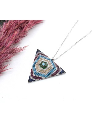 Canka İtalyan Piramit Dizayn Taşlı 925 Ayar Gümüş Kolye