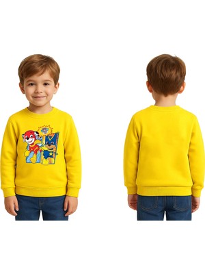 Sedirli Unisex Pawpetrol Baskılı Çocuk Swaetshirt 3 Iplik Şardonlu