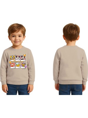 Sedirli Unisex Disney Baskılı Çocuk Swaetshirt 3 Iplik Şardonlu