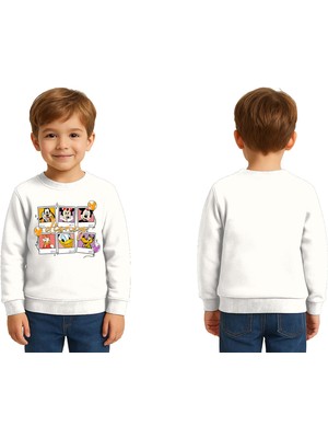 Sedirli Unisex Disney Baskılı Çocuk Swaetshirt 3 Iplik Şardonlu