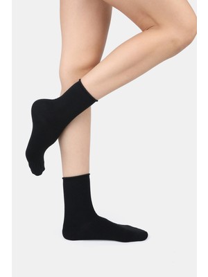 ERENART Bambu Kadın Lastiksiz Siyah Soket Dikişsiz Premium Çorap Sıkmayan Çorap Iz Bırakmaz